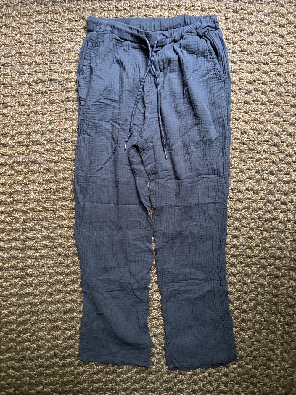 Quince 100% Organic Cotton Gauze Straight Leg Pants Indigo Blue XS
